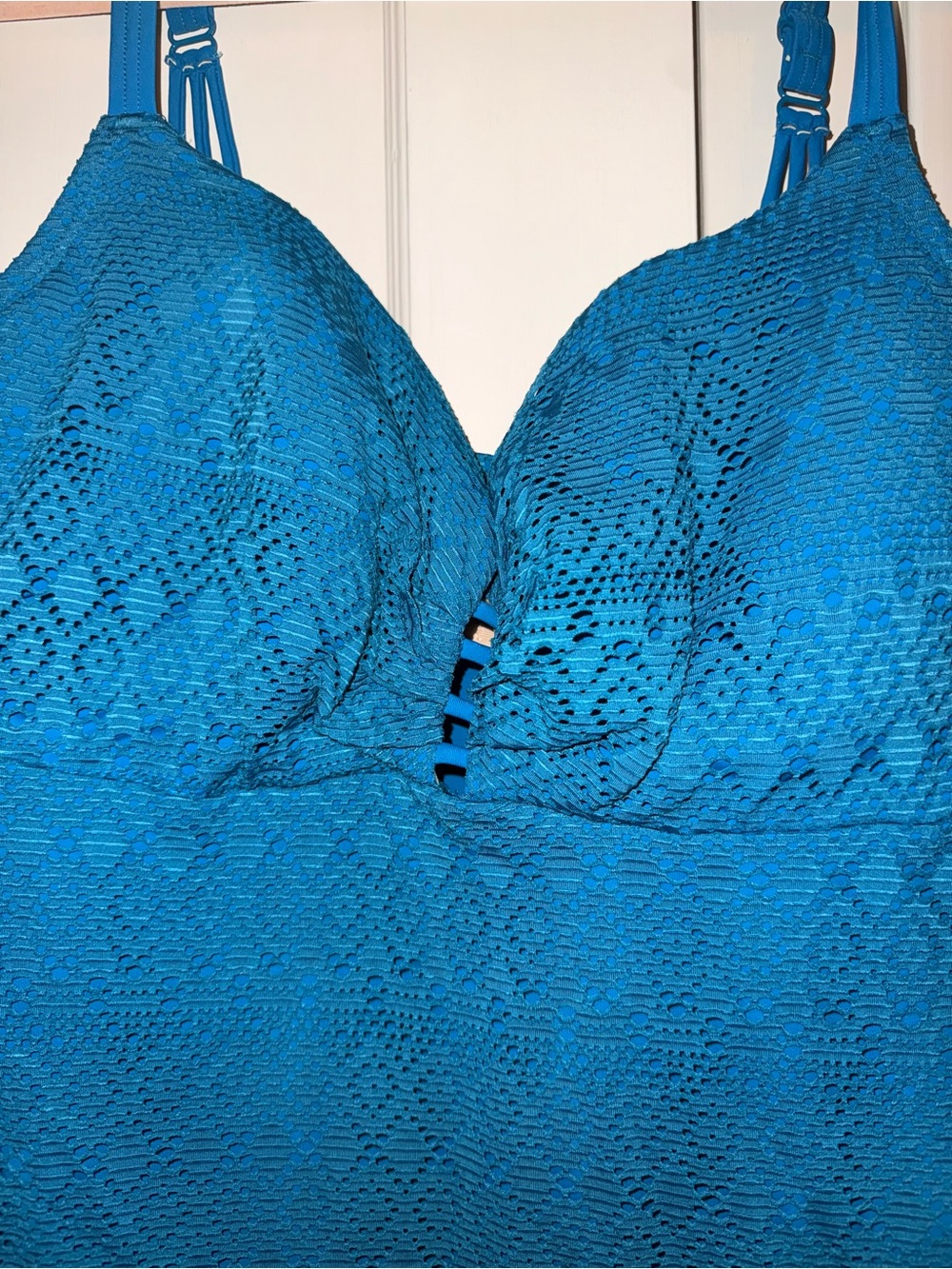 Cacique Teal Crochet Swim Top - Picture 3 of 4